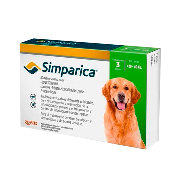 Simparica Antipulgas para perros 20 a 40 kg